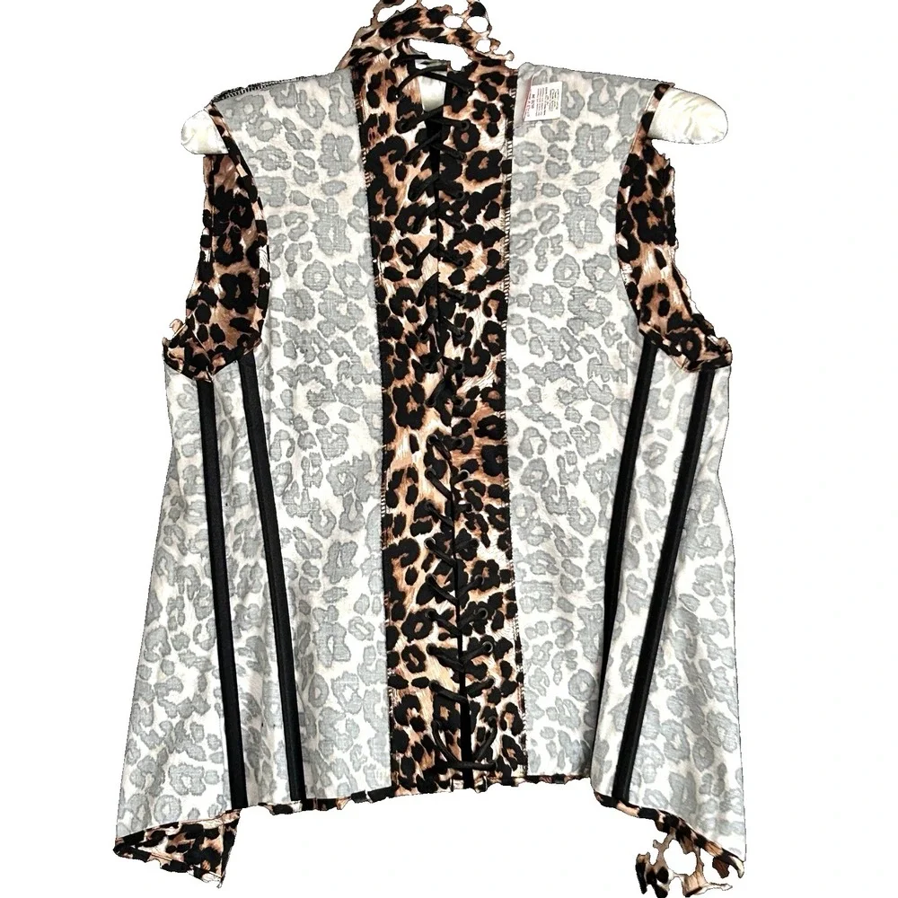 AWESOME Y2K Shirley of Hollywood Leopard Print True Corset Top Boning Zip 38 - Picture 12 of 16